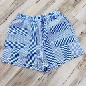 Loft Paperbag Shorts NWT blue white stripe pull on cotton comfortable